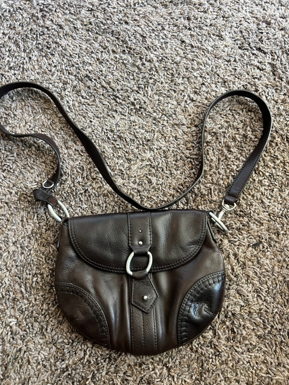 Sigrid Olsen Dark Brown Leather Crossbody with Ring Detail